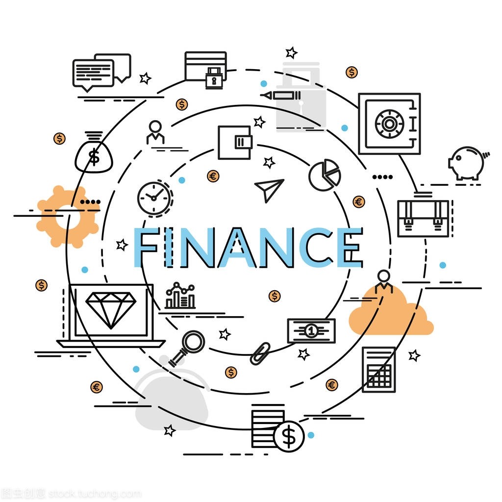 為財(cái)務(wù)和金錢(qián)的平面色彩設(shè)計(jì)概念。信息創(chuàng)意產(chǎn)品理念